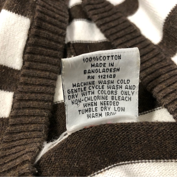 Striped brown/white hoodie sweater.  Cotton. Sz XL. - Picture 7 of 12